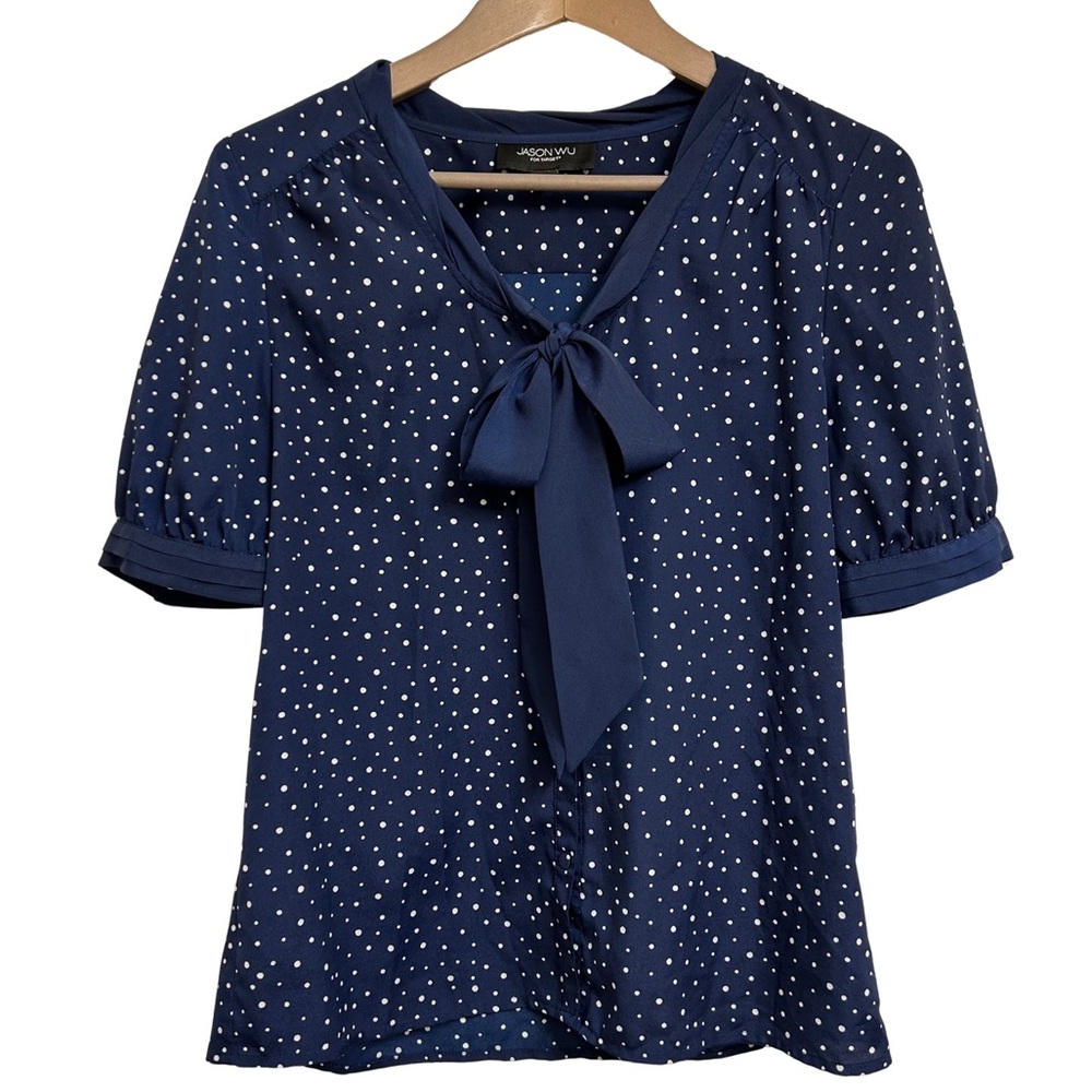 Jason Wu - Blue Polka Dot Blouse with Bow. Women’s M.